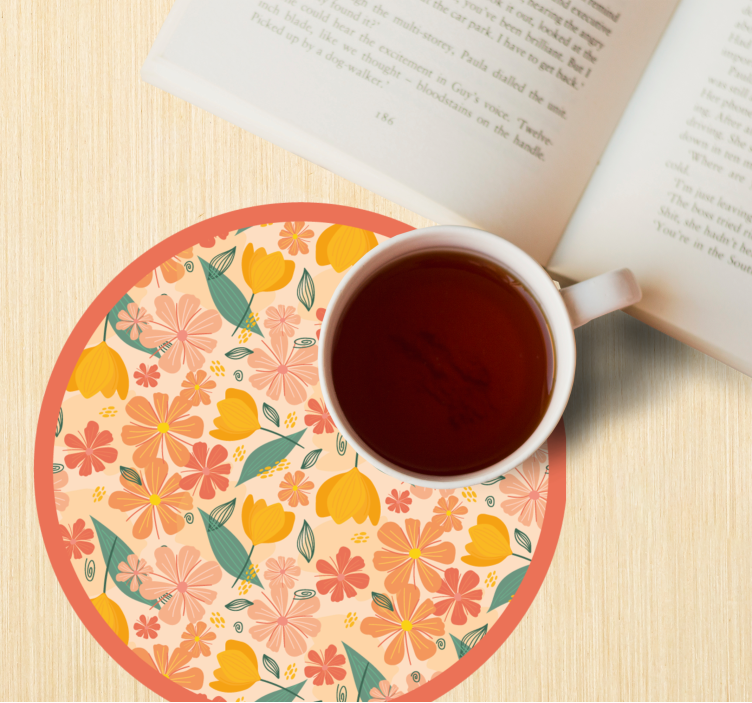 πολύχρωμο vintage φύλλα και λουλούδια coaster - TenStickers