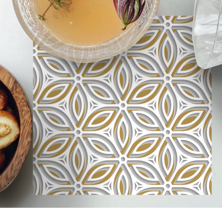 Λεπτά λευκά λουλούδια σε τρισδιάστατα σουβέρ από πλακάκια - TenStickers