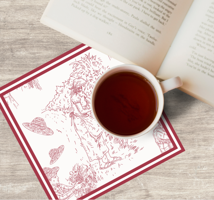 γαλλικό vintage μοτίβο σε κόκκινο vintage σουβέρ - TenStickers