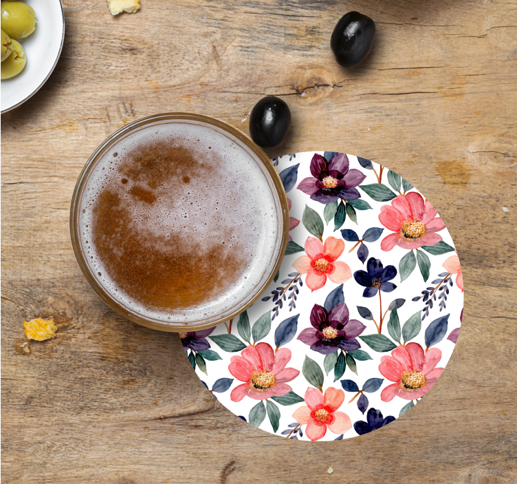 χαρούμενο σχέδιο λουλουδιών coaster - TenStickers