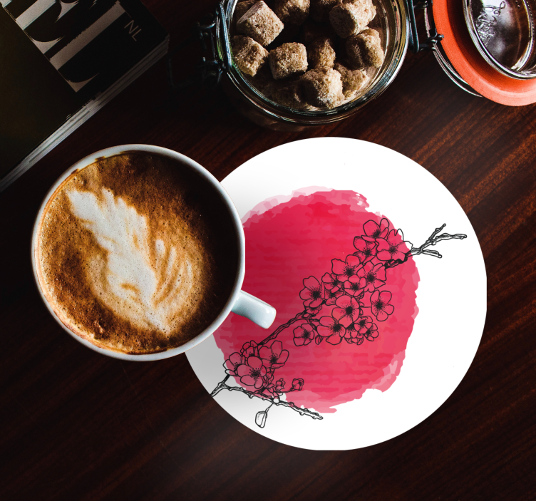 Vintage coaster ιαπωνικού άνθους κερασιού - TenStickers