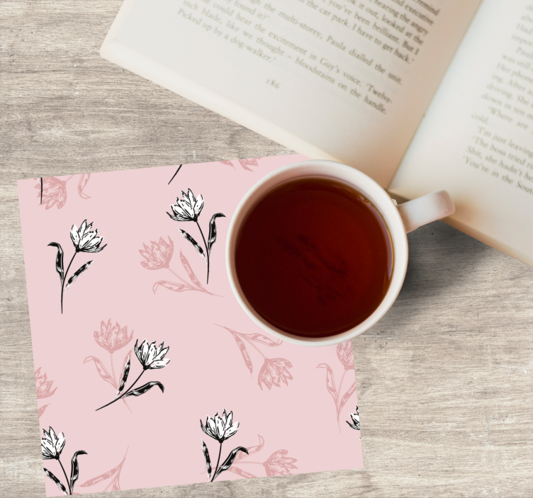 λευκά κρίνα σε ροζ φόντο μοντέρνο σουβέρ - TenStickers