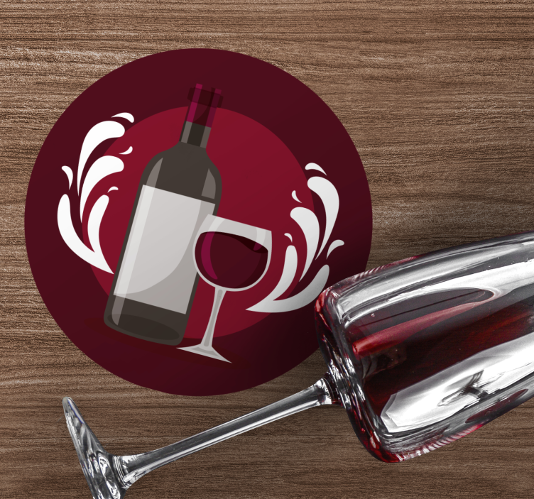 μπουκάλι κρασί με γλάσο vintage τρενάκι - TenStickers