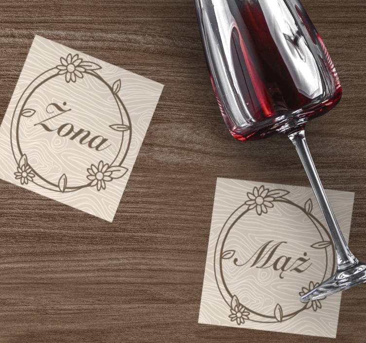 ξύλινο σουβέρ γάμου συζύγου και συζύγου - TenStickers