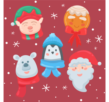 διάφορες κινουμένων σχεδίων φιγούρες xmas σουβέρ - TenStickers