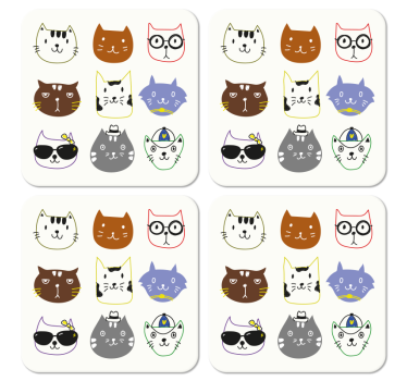 χαριτωμένες πολύχρωμες αστείες γάτες geeky coasters - TenStickers