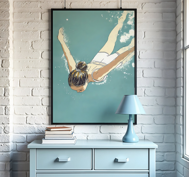 Αφίσα καλλιτεχνικό σχέδιο κολυμβητής - TenStickers