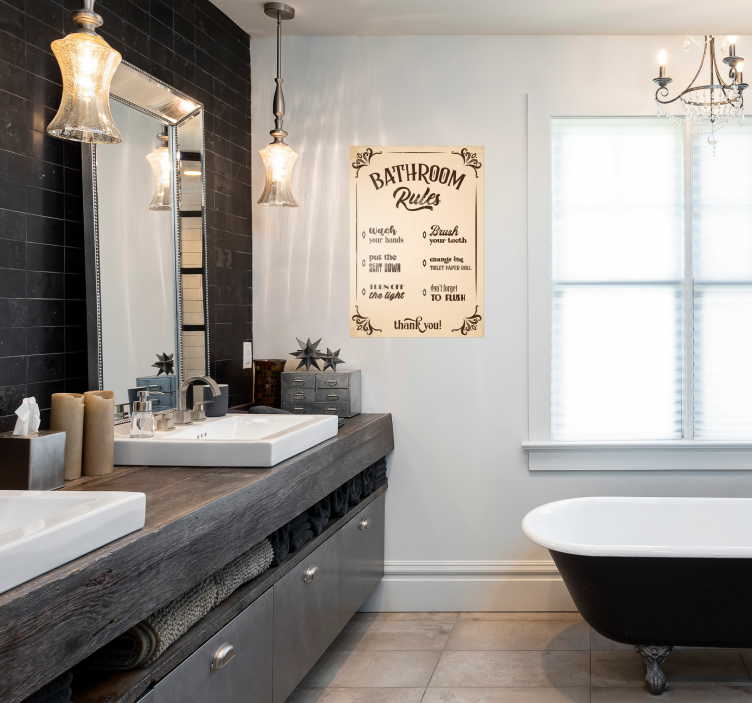 Vintage αφίσα κανόνων μπάνιου - TenStickers