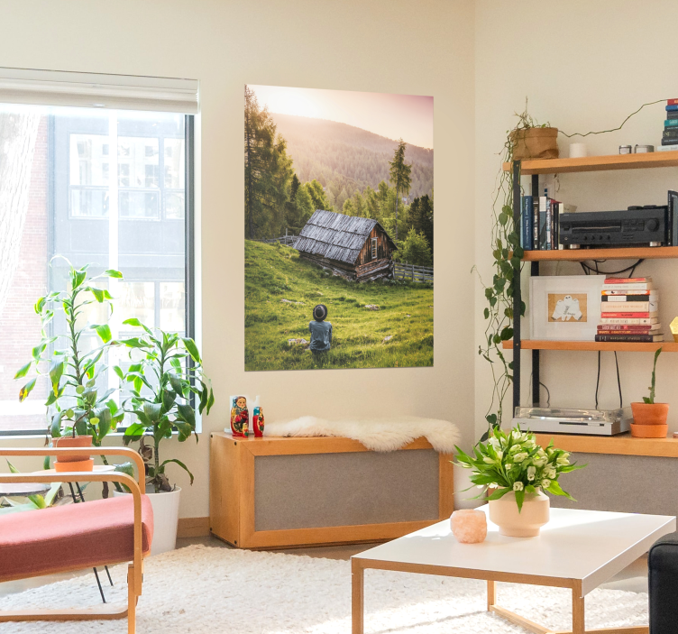 σπίτι τοπίων στο δάσος αφίσα - TenStickers