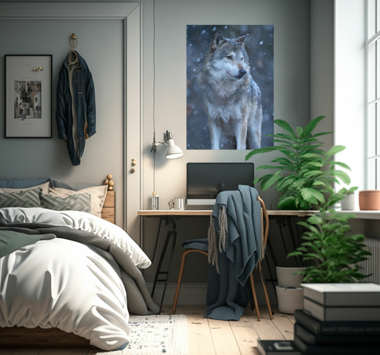 λύκος στο χιόνι ζώο αφίσα - TenStickers