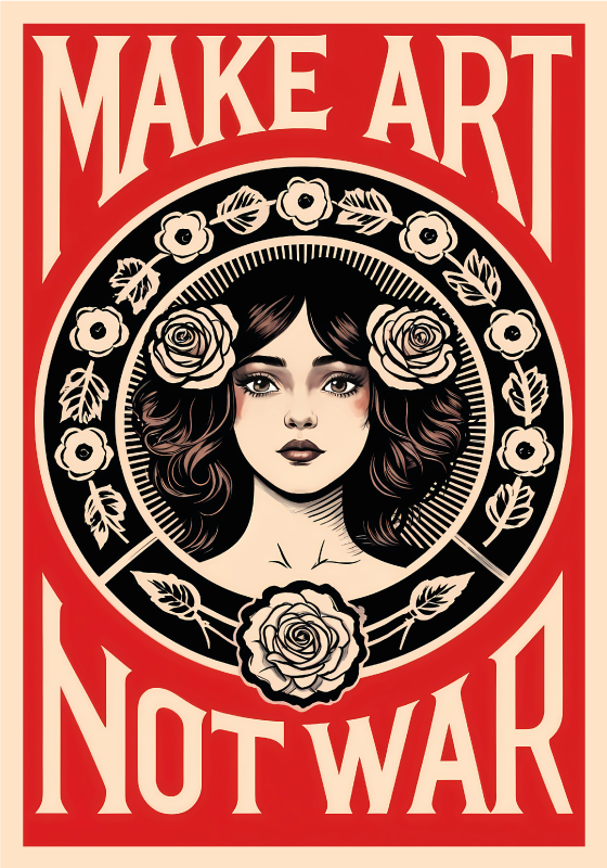 Aφίσα με καλλιτεχνικά έργα make art not war - TenStickers