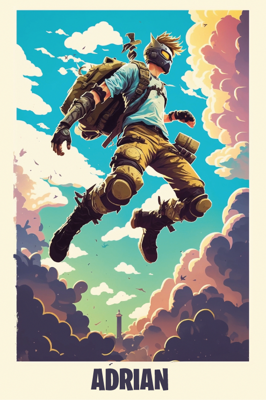 Αφίσα έφηβου δωματίου με επικό χαρακτήρα και όνομα - TenStickers