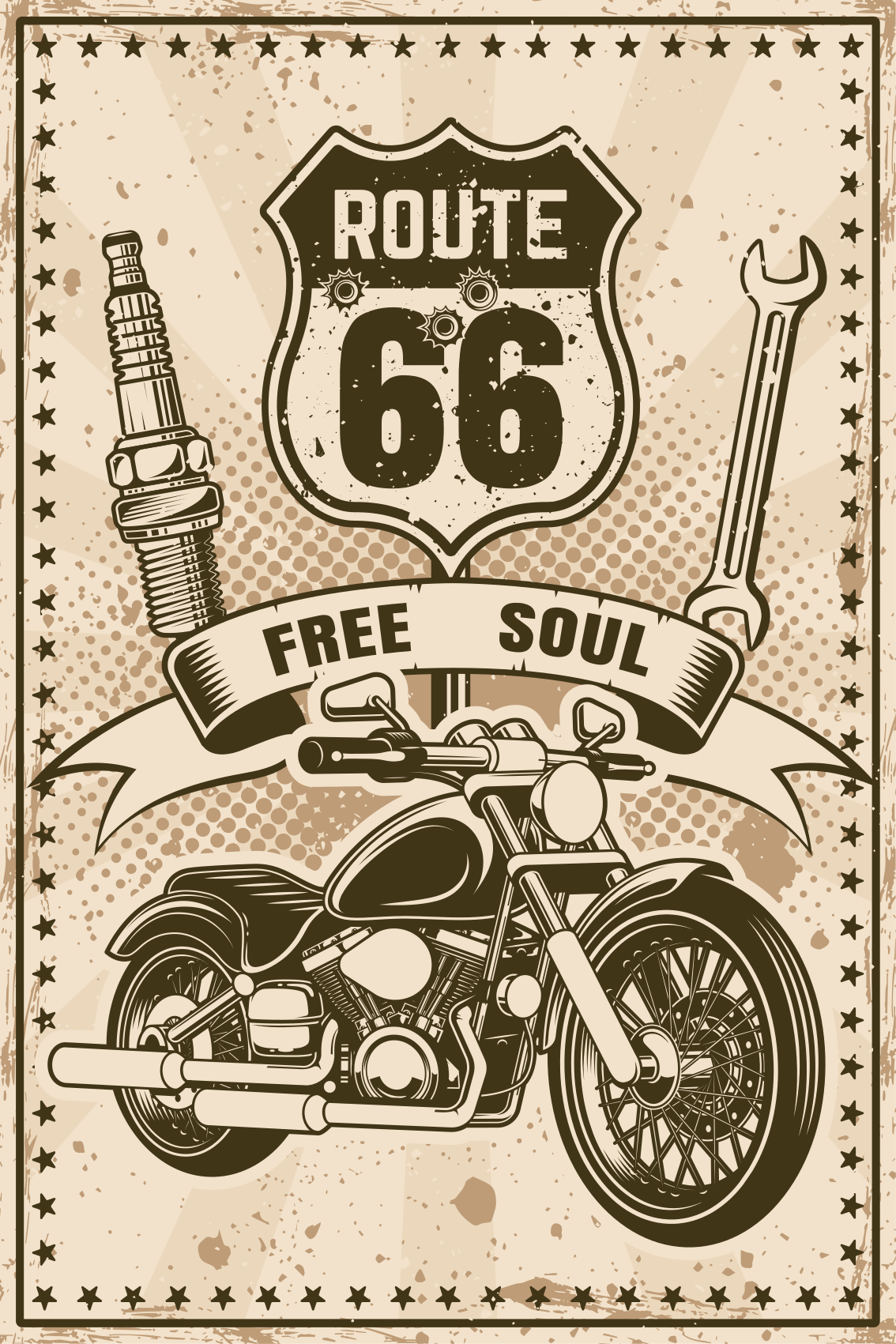 Αφίσα για το σαλόνι μοτοσικλέτα route 66 - TenStickers
