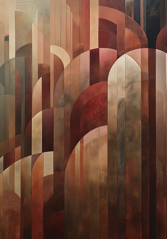 Αφίσα Art Déco κόκκινα σχήματα - TenStickers