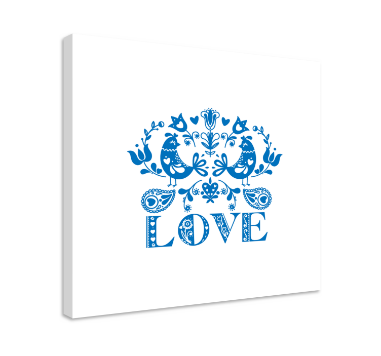 Δέντρα καμβάς ζωγραφική με πουλιά και λουλούδια - TenStickers