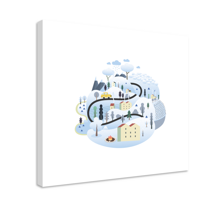 Καμβάς με εικόνες πόλεων και χωρών Χειμερινή διαδρομή τοπίου - TenStickers
