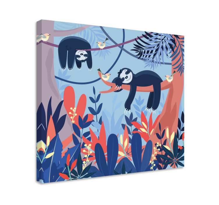 Ζωγραφική καμβά με ζώα Σλοθ σε κλαδί - TenStickers