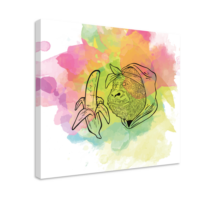 ΑΒΓ γράμματα καμβάς ζωγραφικής Γορίλας με Μπανάνα - TenStickers