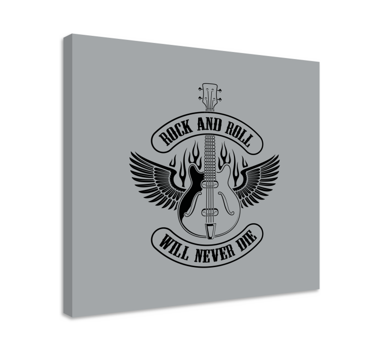 κιθάρα στη φωτιά με ροκ κείμενο μουσική καμβά - TenStickers