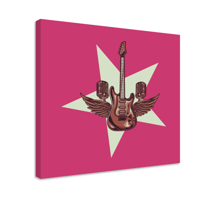 Μουσική τέχνη σε καμβά φτερά ηλεκτρικής κιθάρας - TenStickers