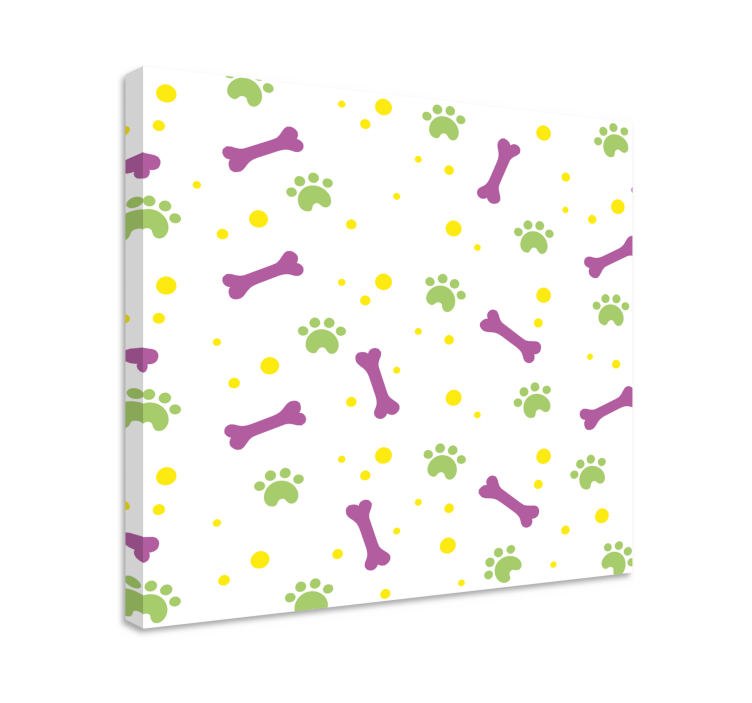 πολύχρωμες πατούσες και κόκαλα σκύλου σε καμβά σκύλου - TenStickers