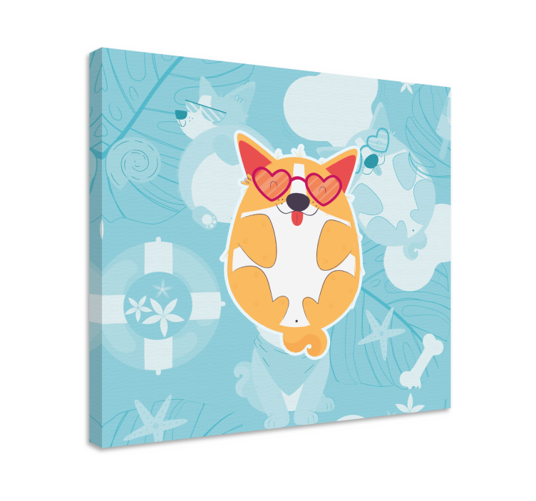 Καμβάς με σκυλιά Γοητευτικός Κόργκι Χαλάρωση - TenStickers