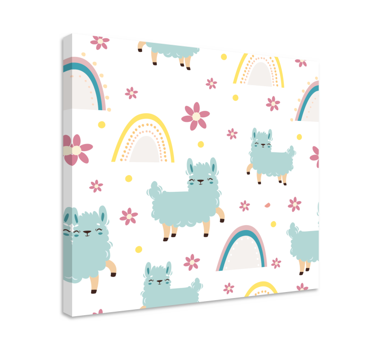 Ζωγραφική καμβά με ζώα Λάμα και Λουλούδια - TenStickers