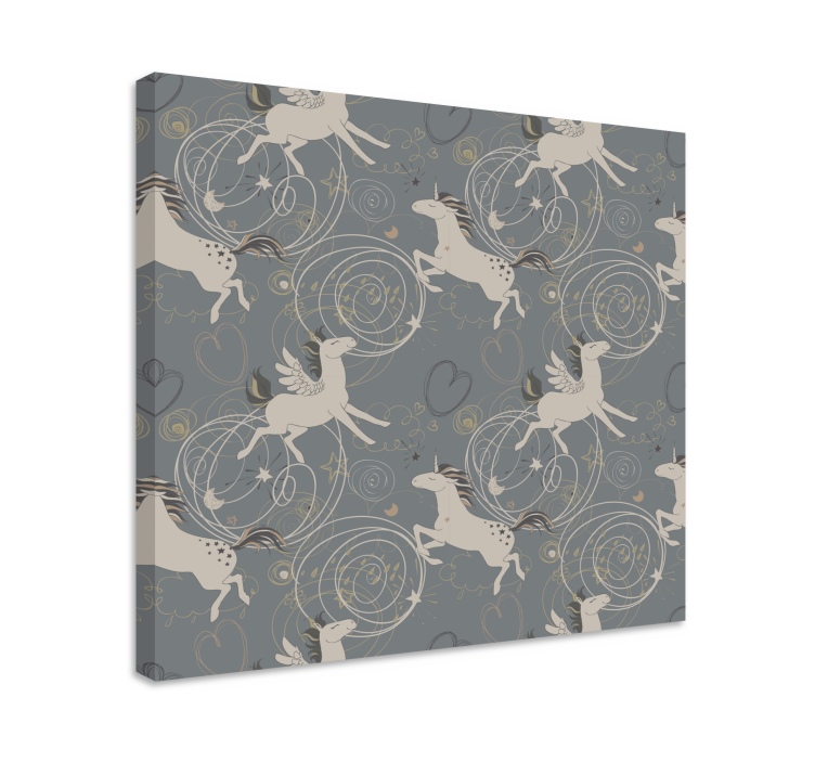 Ζωγραφική μονόκερου σε καμβά Μαγεμένα Πτερωτά Πλάσματα - TenStickers