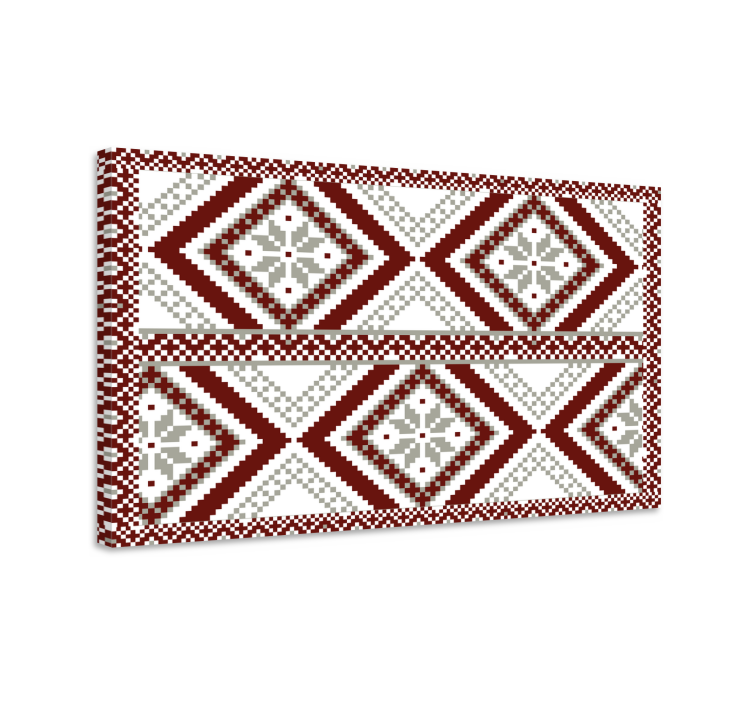 σκανδιναβικές νιφάδες χιονιού κόκκινο γκρι γεωμετρικό καμβά - TenStickers