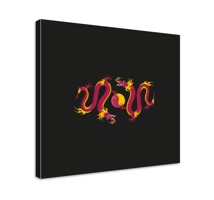 γιν και γιανγκ δύο εκτυπώσεις σε καμβά ζωικών δράκων - TenStickers