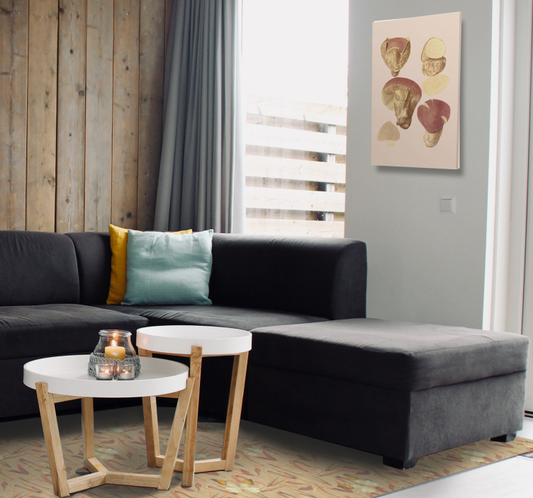 Ζωγραφική λουλουδιών και φυτών σε καμβά συλλογή μανιταριών - TenStickers