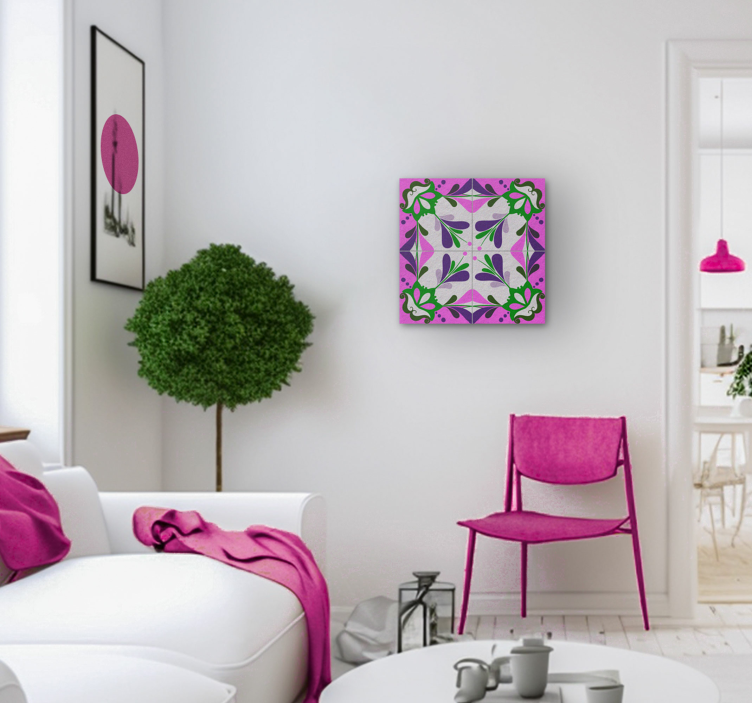 Καμβάς πίνακας vintage Πινκ Υδραυλικό Πλακίδιο - TenStickers