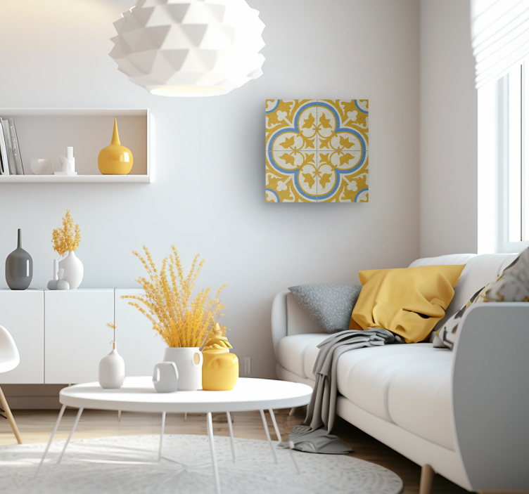 Καμβάς πίνακας vintage Κίτρινο υδραυλικό πλακίδιο - TenStickers