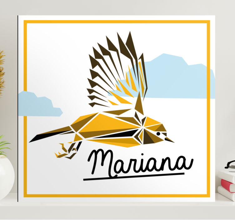 Ζωγραφική καμβά με πουλιά Πουλί που Πετάει Κίτρινο - TenStickers