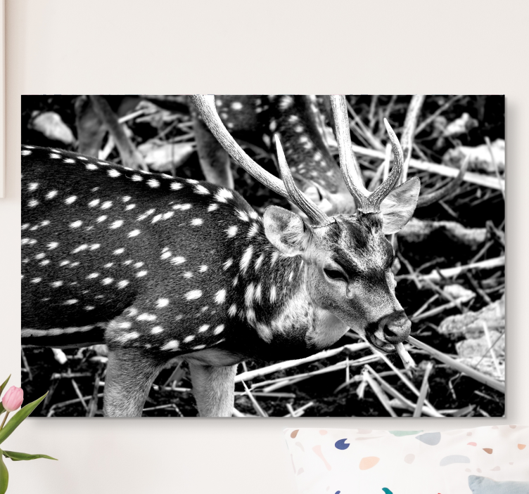 μαύρα ελάφια άσπρες κουκκίδες καμβά - TenStickers