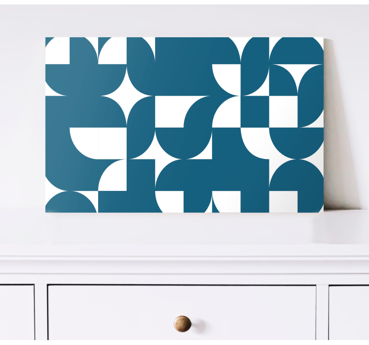 μπλε και άσπρο μοτίβο γεωμετρικό καμβά - TenStickers