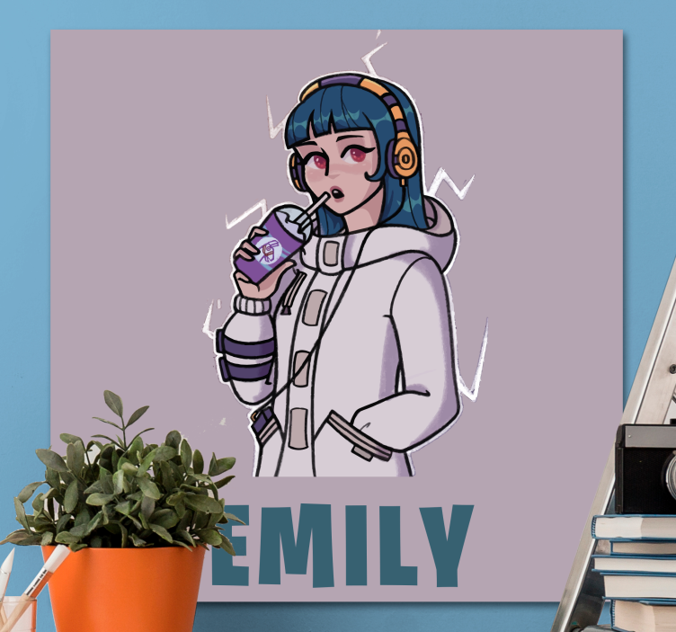 εκτυπώσεις τοίχου κρεβατοκάμαρας με ακουστικά κινουμένων σχεδίων - TenStickers