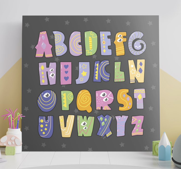 εκτυπώσεις σε καμβά με χρωματιστό αλφάβητο - TenStickers