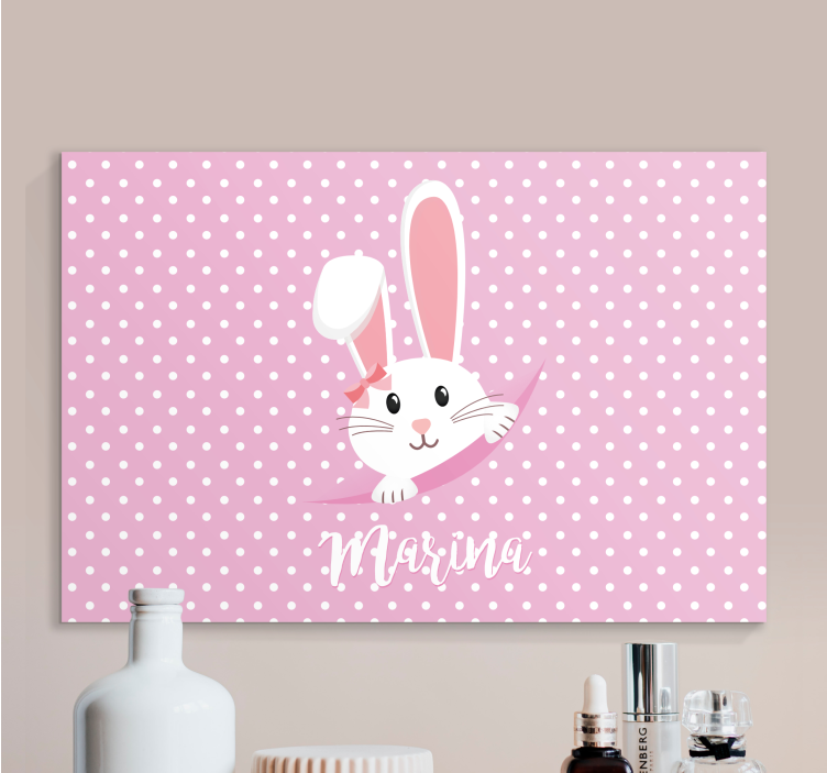 χαριτωμένο λαγουδάκι για κορίτσι με εξατομικευμένο καμβά - TenStickers