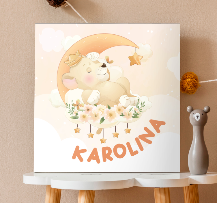 μωρού καμβάς ζωγραφική νυσταγμένη αρκούδα που ονειρεύεται - TenStickers