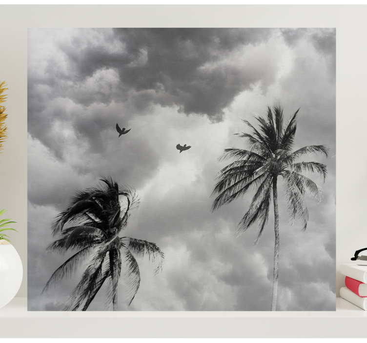 Ζωγραφική λουλουδιών και φυτών σε καμβά Σκίτσο Φοινίκων - TenStickers