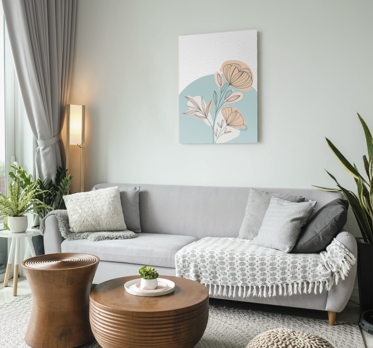 Ζωγραφική λουλουδιών και φυτών σε καμβά κομψή διάταξη - TenStickers