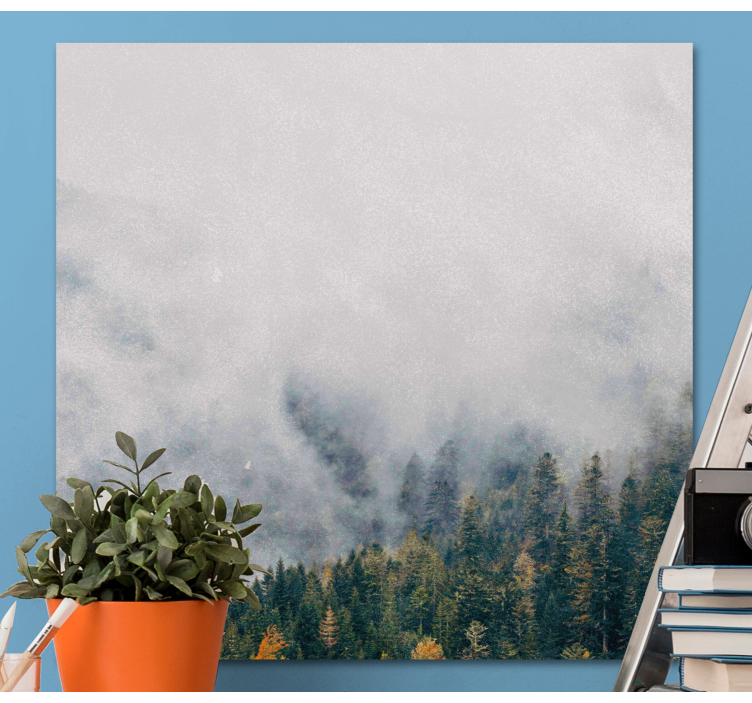 δάσος με ομίχλη από ψηλά καμβά τοπίου - TenStickers