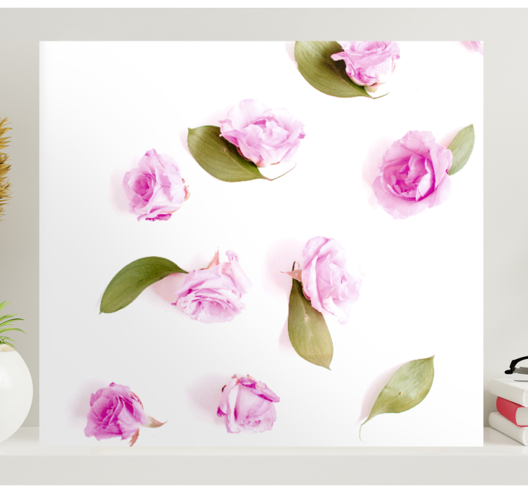 απαλή σύνθεση από ροζ τριαντάφυλλα σε καμβά λουλουδιών - TenStickers