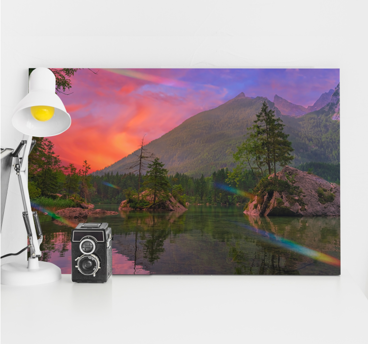 Καμβάς ζωγραφική τοπία Αντανάκλαση Βουνών Γαλήνη - TenStickers