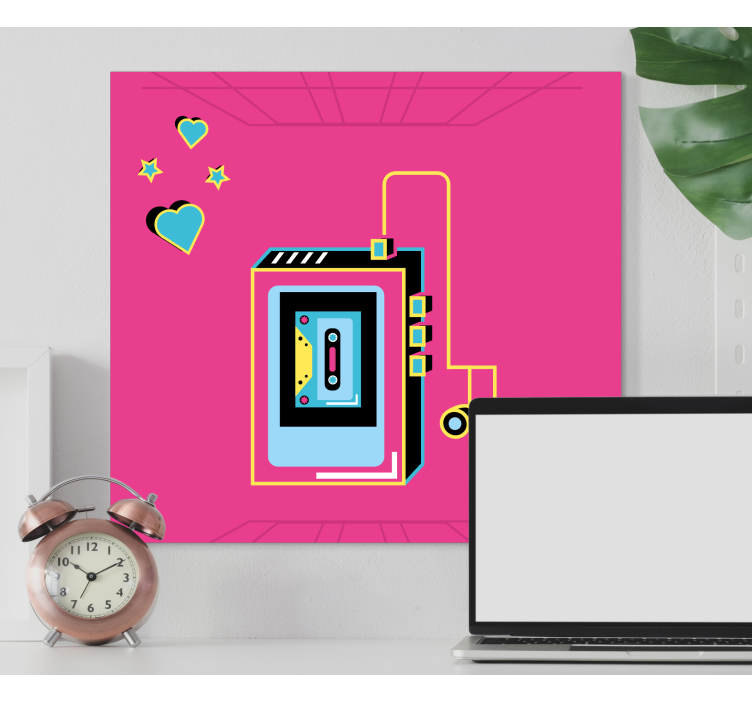 Μουσική τέχνη σε καμβά Ρετρό Κασετίνα Αγάπη - TenStickers