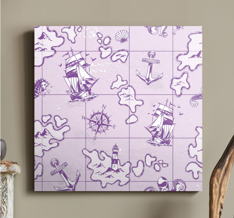 Καμβάς θαλάσσιος πίνακας παλιός ναυτικός πυξίδας - TenStickers