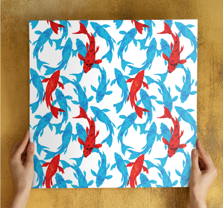 κόκκινα ψάρια που κολυμπούν ακουαρέλα καμβάς ψαριών - TenStickers