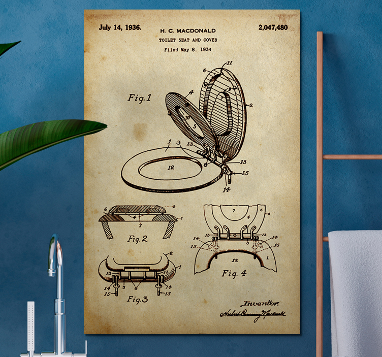 Vintage μπάνιο καμβά τέχνης - TenStickers