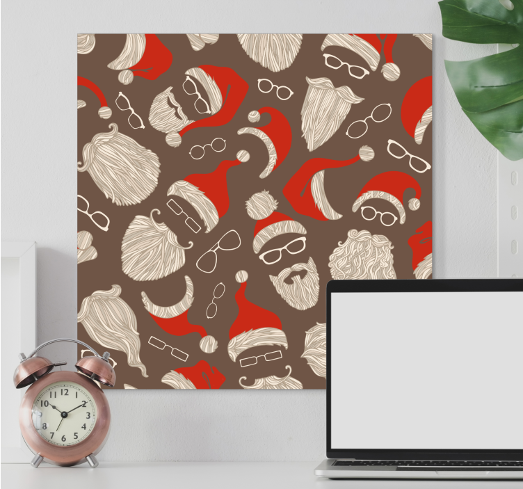 Vintage εκτυπώσεις καμβά μοτίβο προσώπου Άγιος Βασίλης - TenStickers